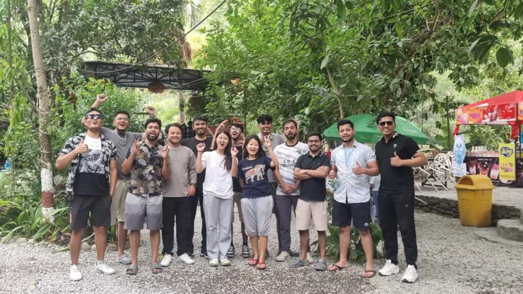 Employees enjoying annual dinner and outing