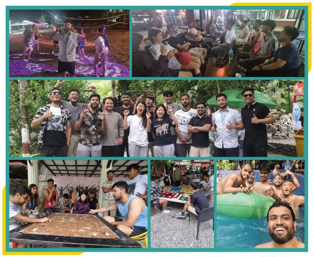 Team celebrating together during annual event